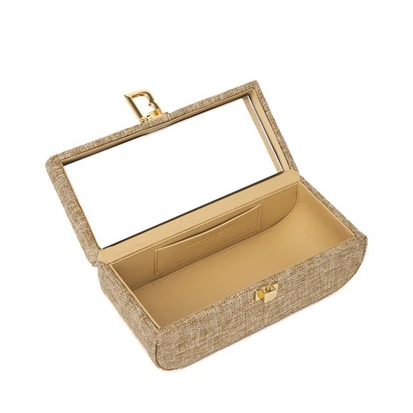 Brandon Blackwood Vanity Purse | 24K Gold Plated Hardware- Beige Canvas - Picture 2 of 5
